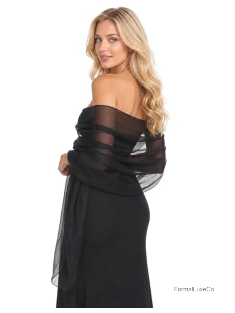 Sheer Chiffon Evening Shawl Wrap for Women Wedding Bridal Scarf